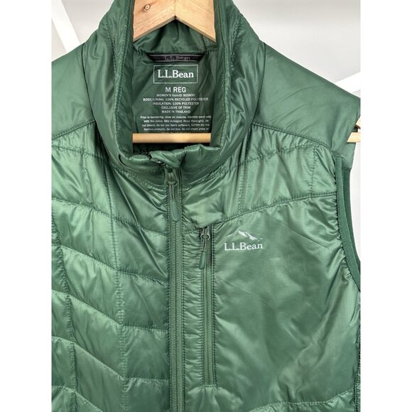 LL Bean Primaloft Packaway Puffer Vest Women’s Medium Reg Green Full Zip - Picture 7 of 14